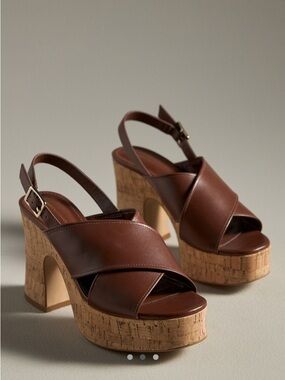 Anthropologie Cross-Strap Woven Platform Sandals